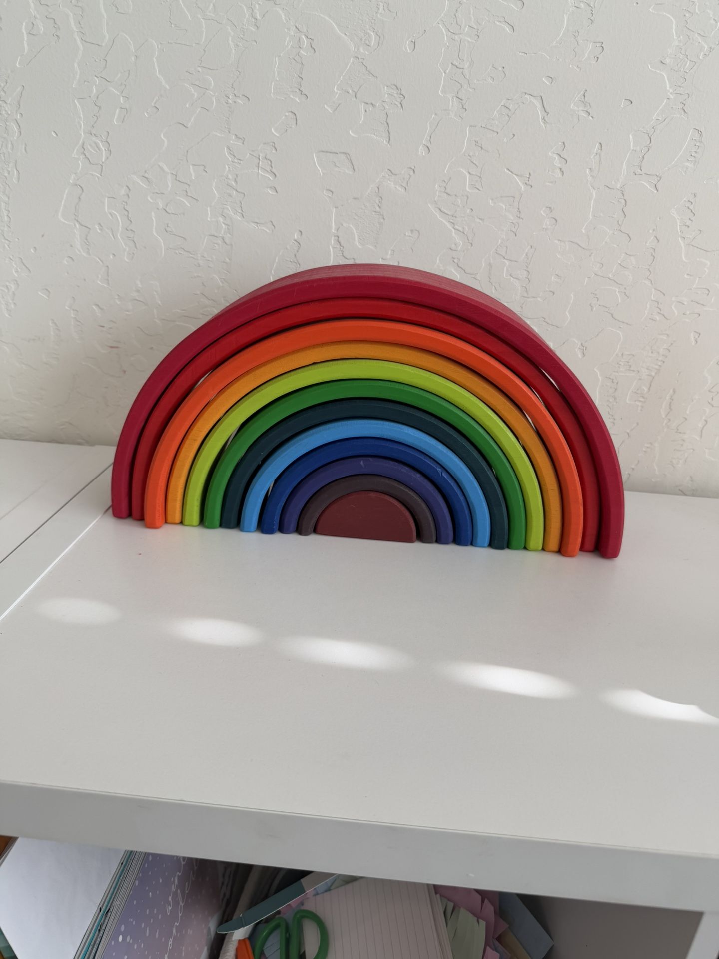 12 Pcs Large Toddler Kids Wooden Rainbow Stacking Blocks in Primary Colors
