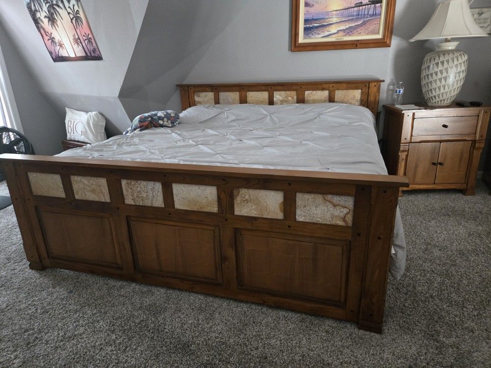 High End Wood King Bed Set