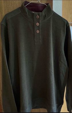 New 2X Olive Green Mock Neck Button Pullover Sweatshirt