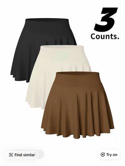 Women’s Solid 2 in 1 High Waist Skirt
