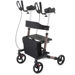 Lightweight Upright Rollator for Seniors,Stand Up Rolling Walker, Mobility Walking Aid with Backrest Seat and Padded Armrests