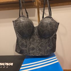 Gray Faux Snake Bustier 