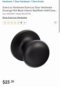 Sure-Loc Hardware Sure-Loc Door Hardware Durango Flat Black Interior Bed/Bath Hall/Close...
