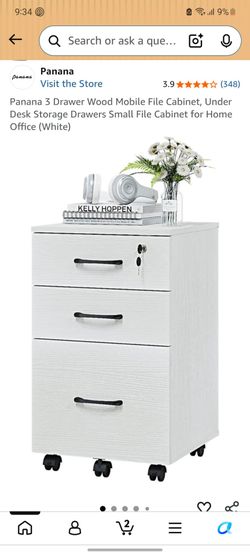 Two Panana 3-Drawer Mobile File Cabinet White