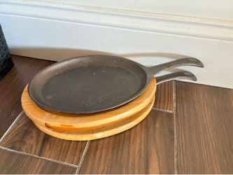 Cast Iron Fajita Skillets and wood bases