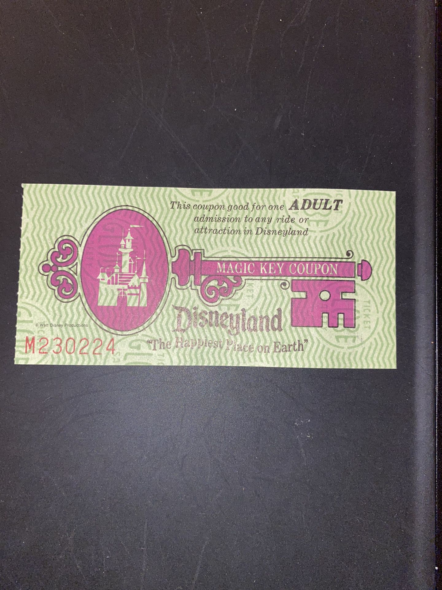1970 ‘s adult admission ticket for one ride at Disneyland