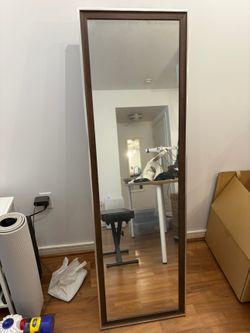 Full-Length Mirror with Dark Wood Frame