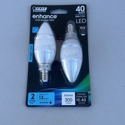 Feit Enhance B10 E12 (Candelabra) Filament LED Bulb Daylight 40 Watt Equivalence 2 pk