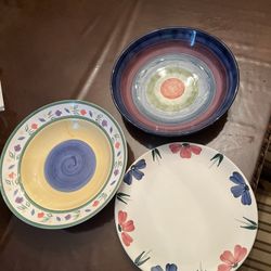 3 Large Serving Plates 