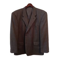 Tasso Elba Mens  Jacket Suit Coat 2 Button 100% WOOL Size 48R Color BROWN HBONE