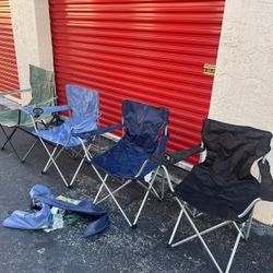 Set Of 4  Ozark Trail Basic Quad Folding Camp  Or Beach Chair.