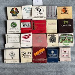 Vintage Advertising Matchbooks Lot of 20, Hotels Restaurants USA, 1970s–1990s