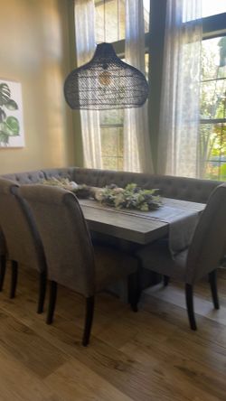 Dining table with 4 chairs and bench