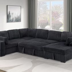 Corduroy Sectional Sleeper With Storage 