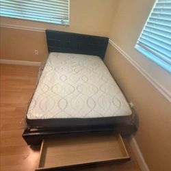 New FULL SIZE BED FRAME WITH STORAGE UNDER BED MATTRESS INCLUDED EVERYTHING NEW CAMA MATRIMONIAL NUEVA 