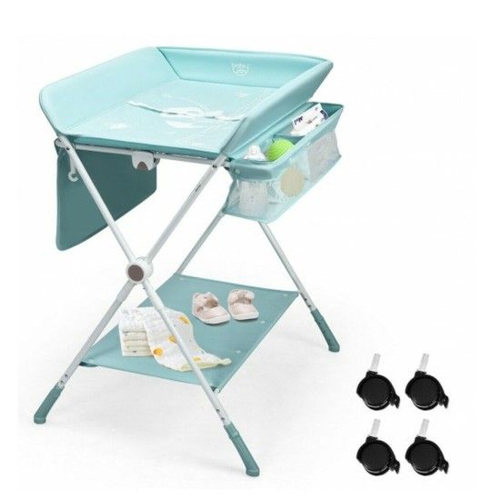 Folding Baby Changing Table With Storage -Blue
