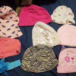 Infant Girl's Beanies 9 Pieces $5 All