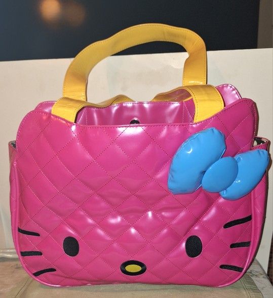LOUNGEFLY HELLO KITTY Pink QUILTED SANRIO Blue BOW TOTE BAG 16”x 12” Purse-Available If Posted