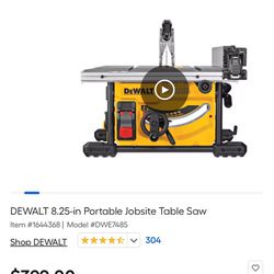 Dewalt Portable Job site Table Saw 