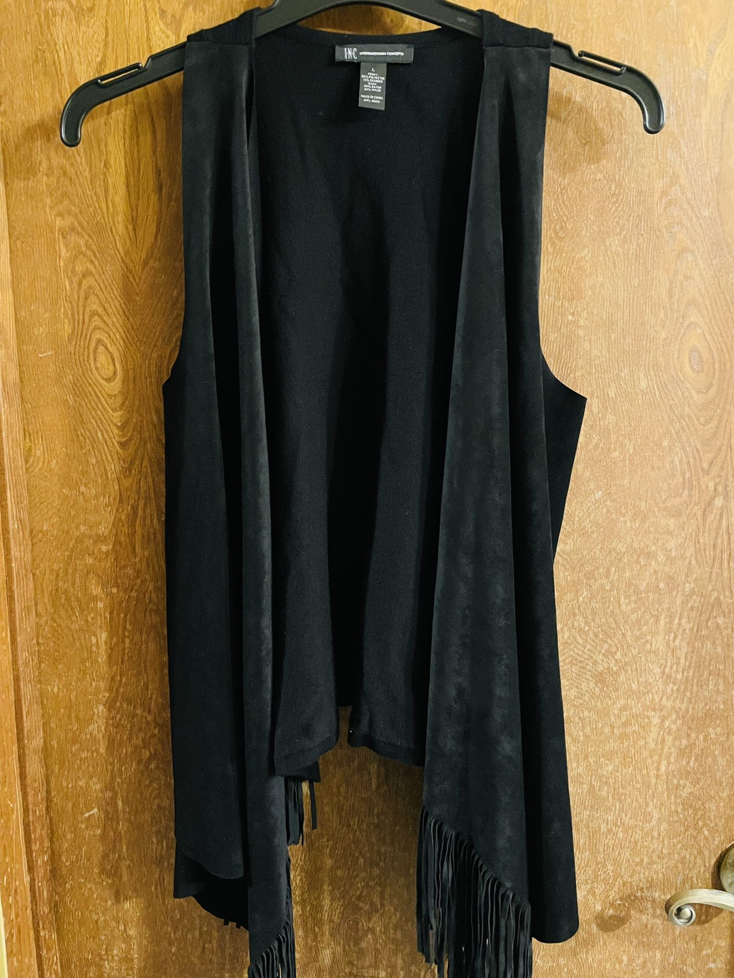 INC Black Vest With Fringe Size L