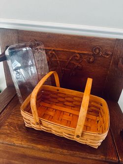 Longaberger Basket with Handles & Clear Plastic Liner