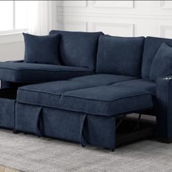 New Luna Blue 2Pcs Sectional Pull Out Bed*