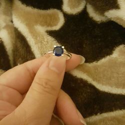 Real 925 sterling silver Blue Sapphire Wedding ring size 7