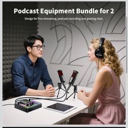 Podcast Equipment Bundle, Audio Mixer with Dynamic Microphone for PC, Gaming Equipment Set for Podcast Recording, Changer Voice/Denoise/Reverb/Bluetoo
