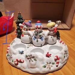 3 Snowman Candle Holder