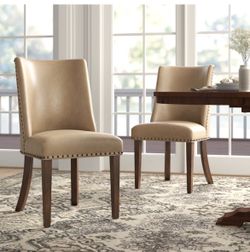 SET OF 2 Alejoa 21” wide Faux Leathet Dining/Side Chairs with Nailhead Trim - brand new