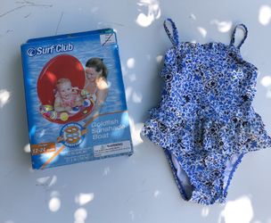 Cute bathing suit and sunshade boat for kids