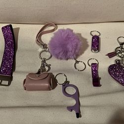 Wristlet Lanyard Keychain Set for Women Pom Pom Keychain Accessories, Safety keychain, whistle 