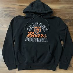 NFL Chicago Bears Black Big Logo Pullover Hoodie Jacket Men’s Size Large Majestic
