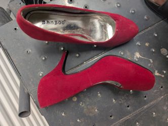 Bamboo Red Suede Heels
