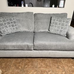 Gray Couch, Love Seat And Ottoman 