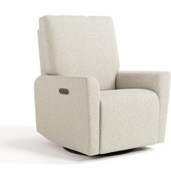 Deluxe Power Recliner Swivel Glider (Dune Basketweave) – Premium Electronic Power Recliner for Nursery, Includes Dual-USB Charging Port for USB-A & US