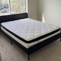 Queen Bed (IKEA SLATTUM) + Molblus Mattress – Like New