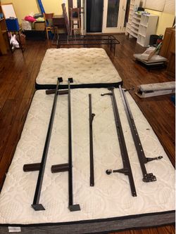 2 Queen Mattresses + Metal Bed Frames + Support Rails – $200 OBO