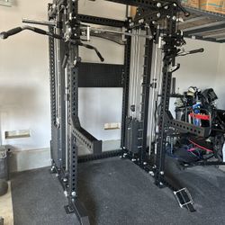 PRO SERIES Ultimate 3-1 Half Rack Functional Trainer w/Smith Machine Bar | 400lb Stack | Gym Equipment | Fitness | Commercial | Squat Rack 