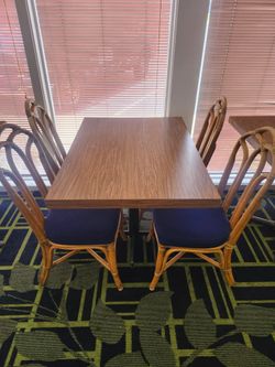 Rattan Dining Chairs - Blue