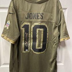 BECKETT MAC JONES SIGNED NE PATRIOTS JERSEY SALUTE TO THE SERVICE 