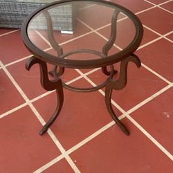 Metal End Table W/ Glass Top