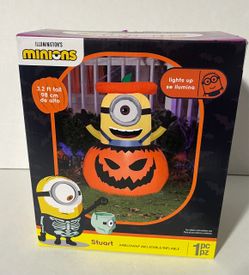 Gemmy Airblown Minion Popping Out of Pumpkin Universal, 3 ft Tall
