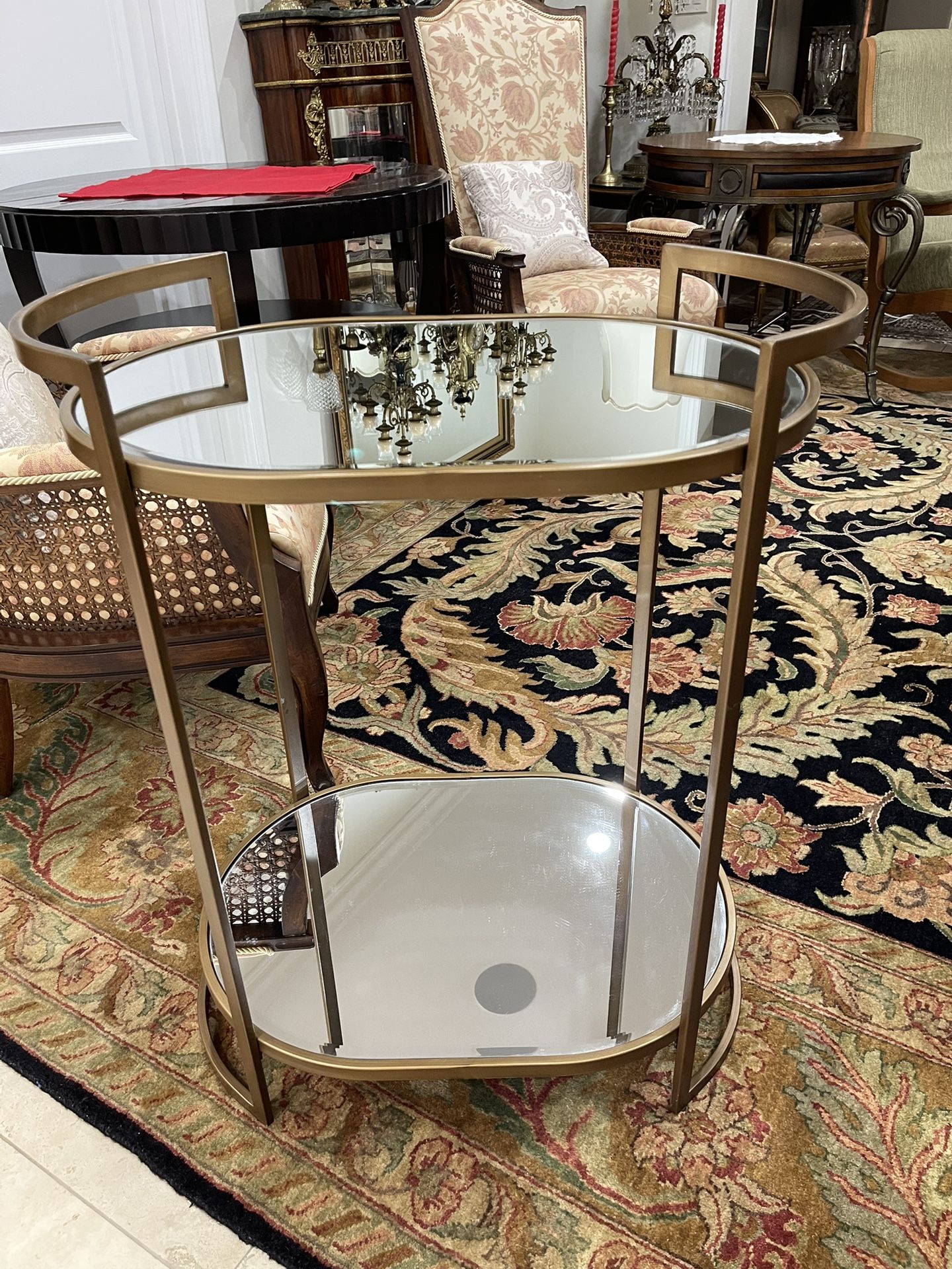 Beautiful Brass Gold Contemporary 2 Tiers Mirrored Bar Table🌷