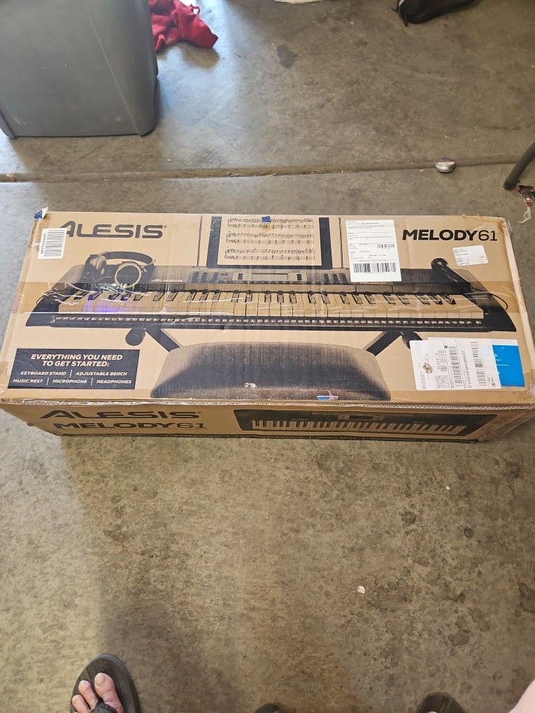 Alexis Melody61 Key Portable Keyboard With Built-in Speakers Adjustable Bench Microphone And Headphones With Music Rest