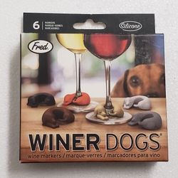 FRED'S WEINER DOG SILICONE DRINKING GLASS MARKERS BRAND NEW 