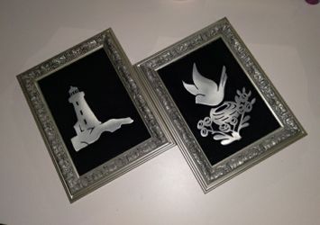 2 Vintage Framed Pewter Art Pieces 
