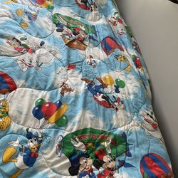 Vintage 80’s Disney Twin/Full Bed Comforter 5x7 RARE Mickey Mouse Air Mobile 