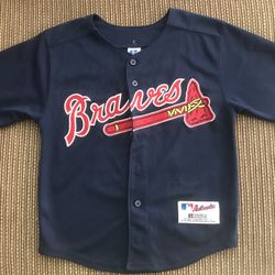 Vintage Russell Atlanta Braves #10 Chipper Jones sewn stitch baseball Jersey youth 8