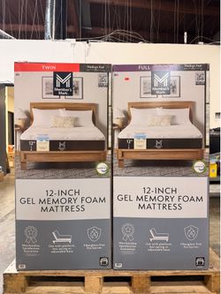 Members Mark 12” Gel Memory Foam Mattress Available in Twin or Full Brand New In Box